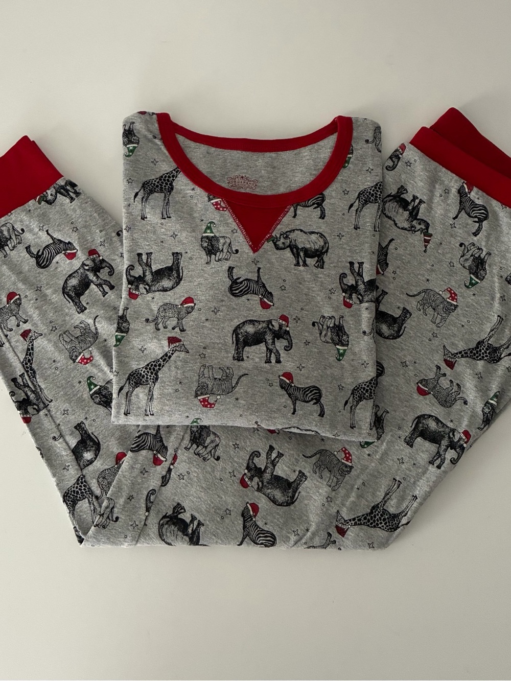Wondershop Safari Animal Print w/ Christmas Hats Jogger Pajama Set LARGE Target